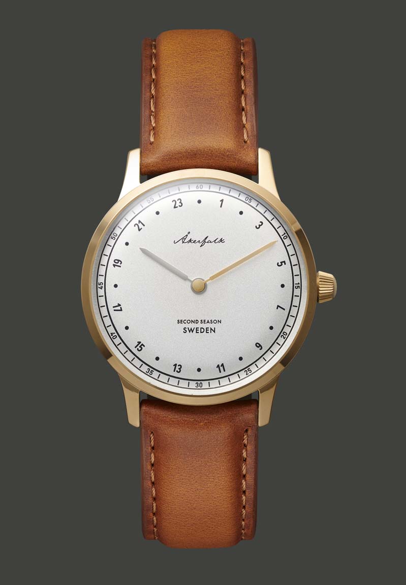 Second Season Gold White Watch Light Brown Leather Akerfalk