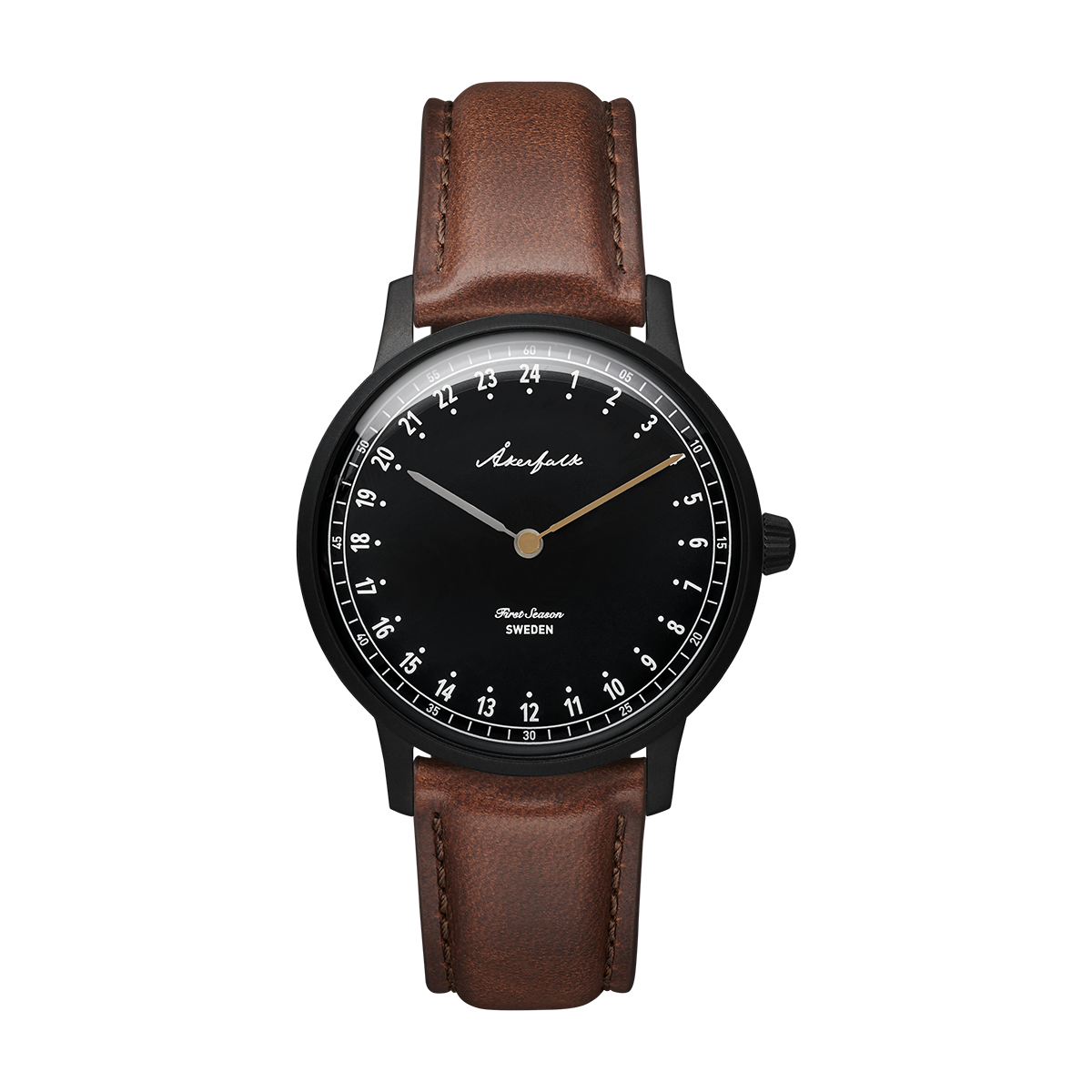 First Season Matte Black Black with Brown Leather
